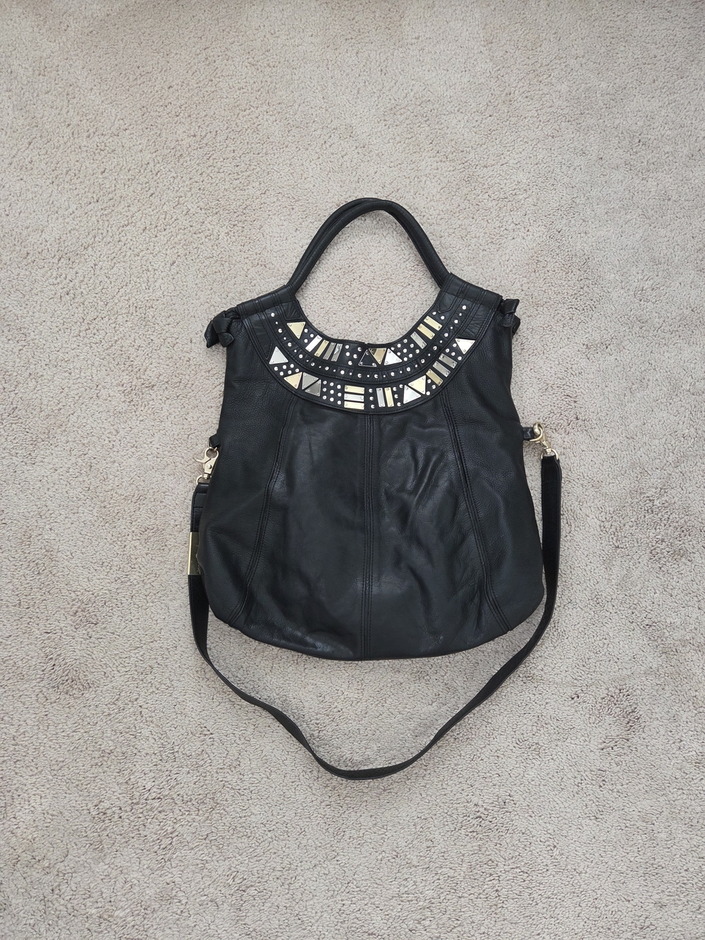 Foley And Corinna Leather Studded Hobo Bag